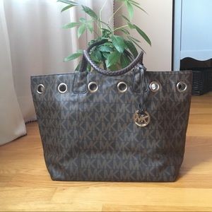 MICHAEL KORS | Large Brown Logo Tote Bag